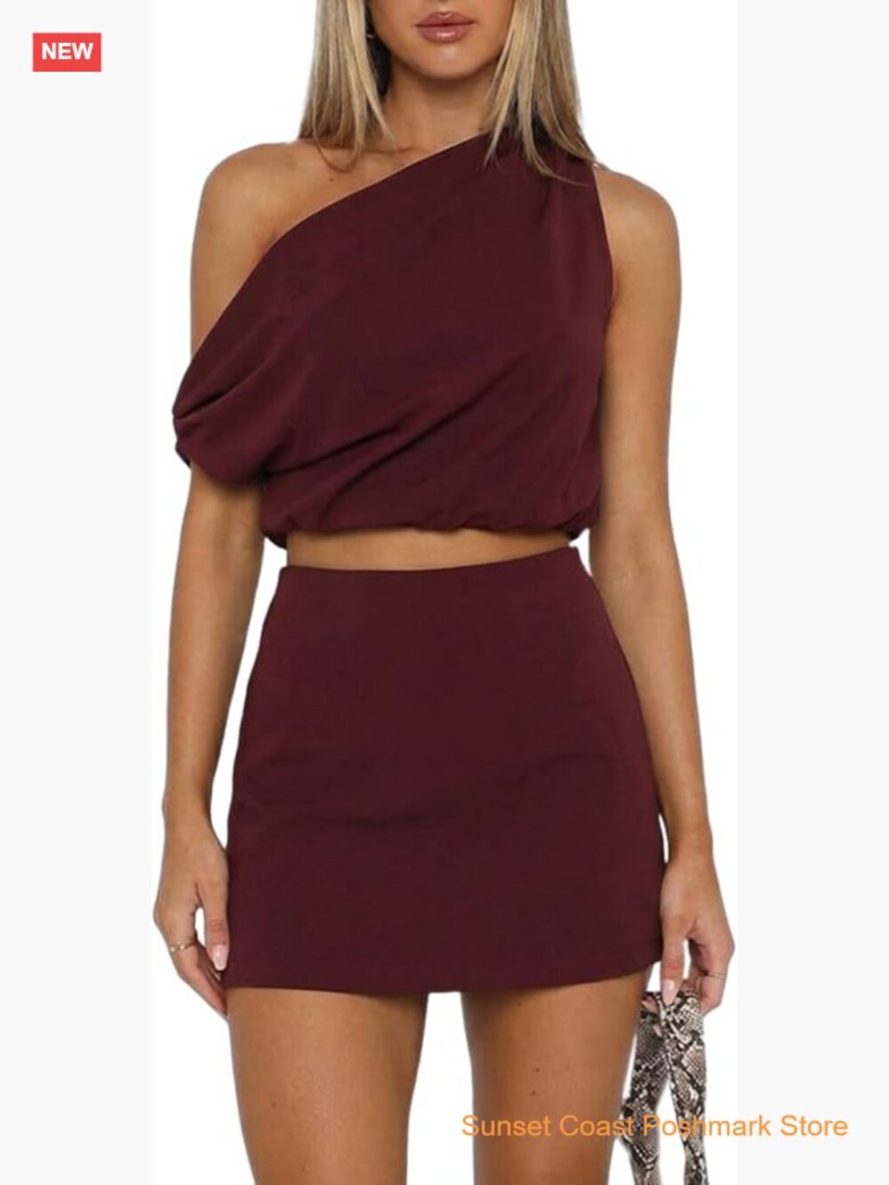 Two Piece Set: One Shoulder Tank Top and Skirt Lounge Matching Set
